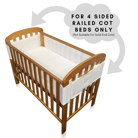 Breathe Easy Air Mesh 4 Sided Unisex Nursery Cot Bed Liner Bumper Set Babycurls