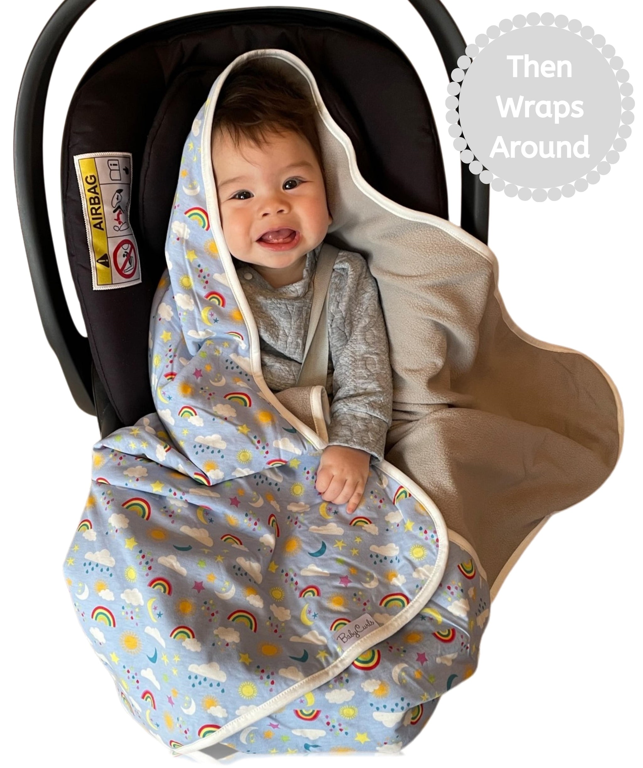 Babycurls Universal Rainbow Baby Car Seat Fitting Blanket Travel Wrap Babycurls
